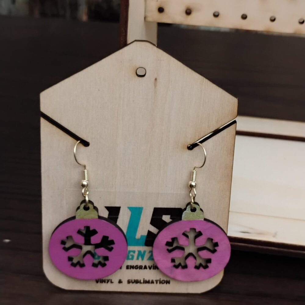 Fuchsia Snowflake Ornament Dangle Earrings